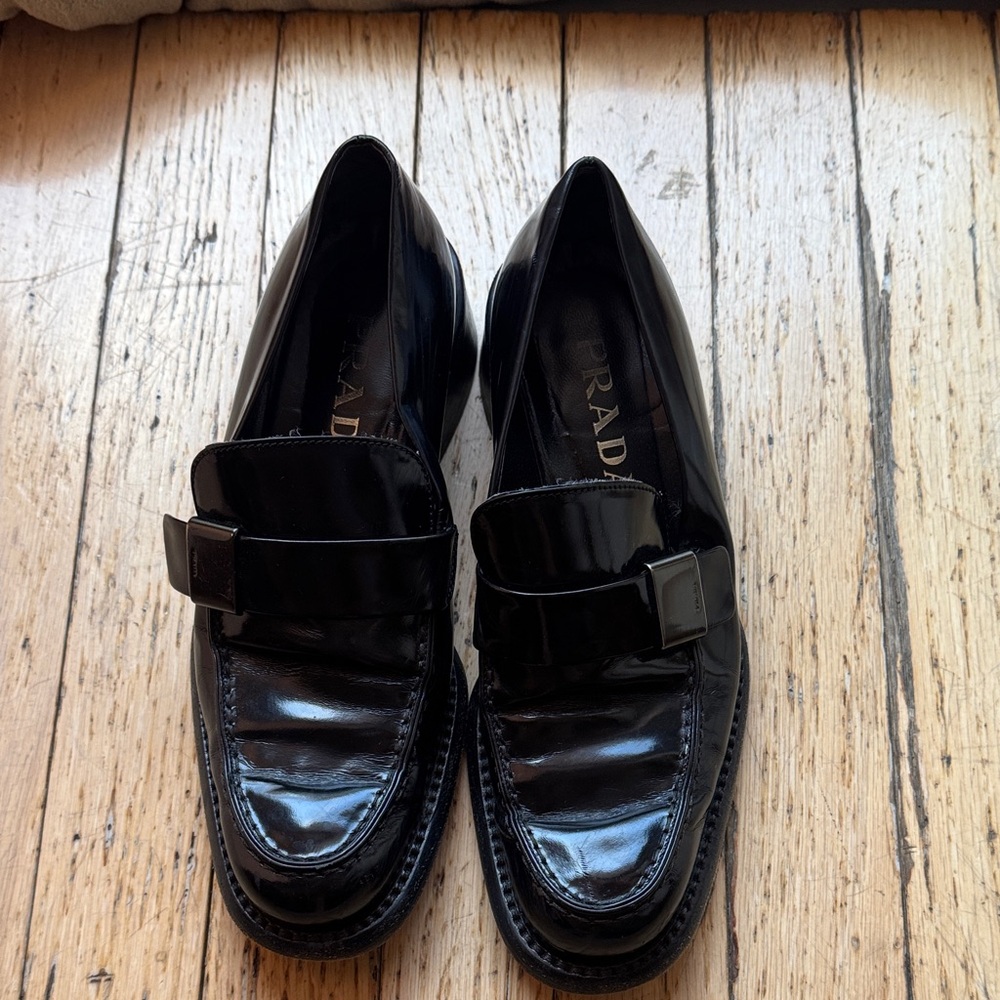 Prada Women's Black Glossy Loafers